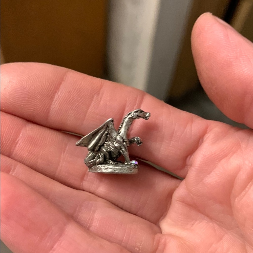 A Bit of Magic: Tiny Silver Dragon with Crystal Figurine